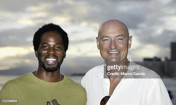 Lost cast members Harold Perrineau, who plays the character "Michael" and Terry O'Quinn who plays "Locke" at the premier of ABC's new show 'Lost' on...