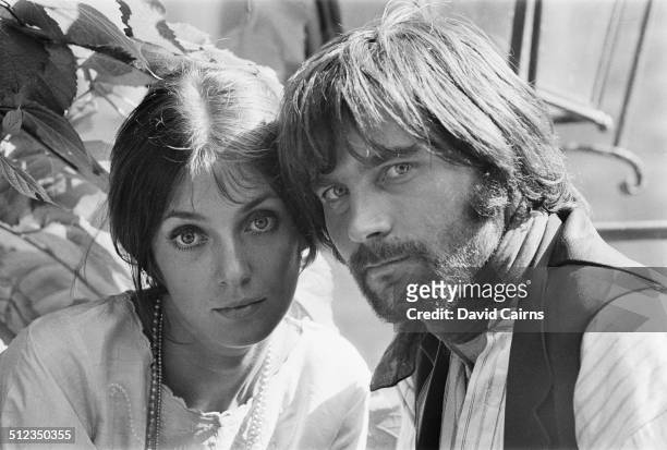 Canadian actress, Joanna Shimkus and Italian actor, Franco Nero, on the film set of 'The Virgin and the Gypsy', 16th July 1969.