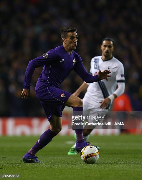 Matias Vecino of Fiorentina during the UEFA Europa League match between Tottenham Hotspur and Fiorentina at White Hart Lane on February 25, 2016 in...