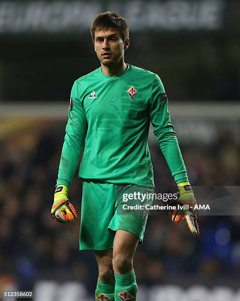 Ciprian Tatarusanu of Fiorentina during the UEFA Europa League match between Tottenham Hotspur and Fiorentina at White Hart Lane on February 25, 2016...