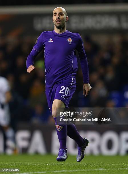 Borja Velero of Fiorentina during the UEFA Europa League match between Tottenham Hotspur and Fiorentina at White Hart Lane on February 25, 2016 in...