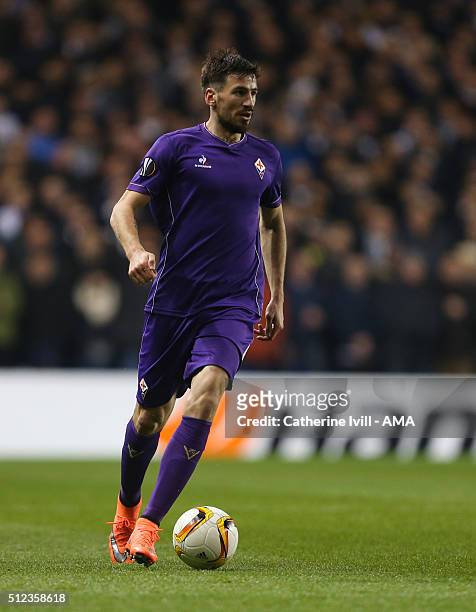 Nenad Tomovic of Fiorentina during the UEFA Europa League match between Tottenham Hotspur and Fiorentina at White Hart Lane on February 25, 2016 in...