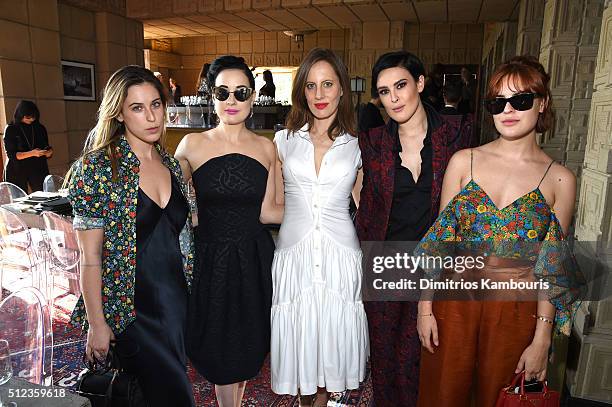 Actress Scout Willis, dancer/model Dita Von Teese, filmmaker/writer Liz Goldwyn, actress Rumer Willis and actress Tallulah Willis attend M.A.C...