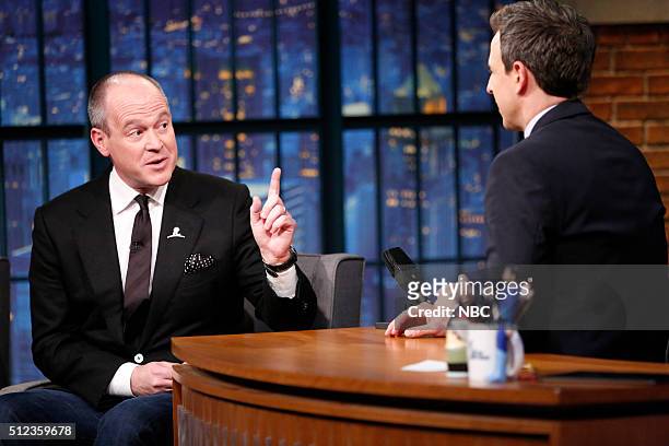 Episode 334 -- Pictured: NFL Networks Rich Eisen during an interview with host Seth Meyers on February 25, 2016 --