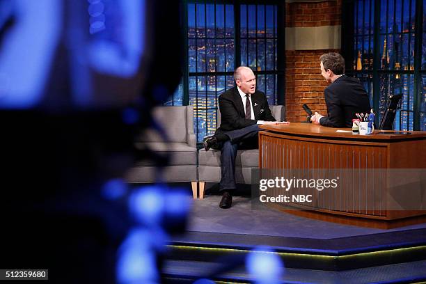 Episode 334 -- Pictured: NFL Networks Rich Eisen during an interview with host Seth Meyers on February 25, 2016 --