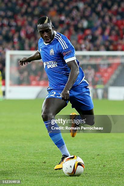 Benjamin Mendy of Marseille in action during the UEFA Europa League Football round of 32 second leg match between Athletic Bilbao and Olympique de...