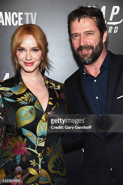 Actors Christina Hendricks and James Purefoy attend the "Hap and Leonard" New York screening at Hill Country on February 25, 2016 in New York City.