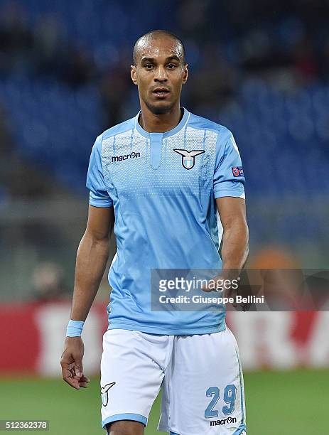 Abdoulay Konko of SS Lazio in action during the UEFA Europa League Round of 32 second leg match between SS Lazio and Galatasaray AS on February 25,...