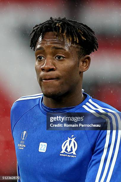 Michy Batshuayi of Marseille looks on before the UEFA Europa League Football round of 32 second leg match between Athletic Bilbao and Olympique de...