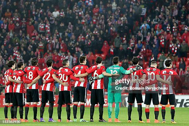 Bilbao's team Inigo Lekue, Mikel Balenziaga, Ander Iturraspe, Raul Garcia, Aritz Aduriz, Aymeric Laporte, Mikel San Jose, Iago Herrerin, Xabier...