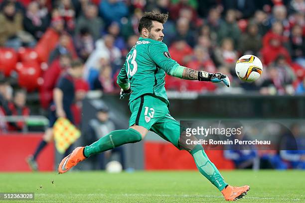 Iago Herrerin of Bilbao in action during the UEFA Europa League Football round of 32 second leg match between Athletic Bilbao and Olympique de...