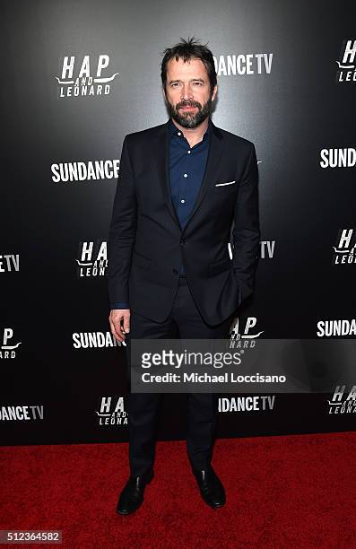 Actor James Purefoy attends SundanceTV's "Hap and Leonard" Premiere Party at Hill Country Barbecue Market on February 25, 2016 in New York City.
