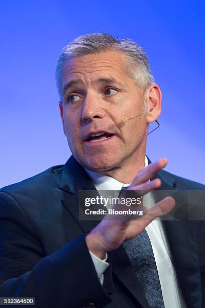 Russ Girling, president and chief executive officer of TransCanada Corp., speaks during the 2016 IHS CERAWeek conference in Houston, Texas, U.S., on...