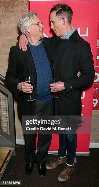 James Fox and Laurence Fox attend the press night performance of "The Patriotic Traitor" at the Park Theatre on February 25, 2016 in London, England.