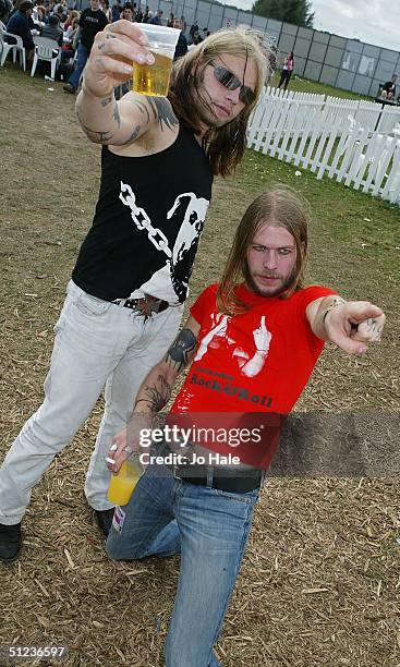 Minus pose backstage on the third day of "The Carling Weekend: Reading Festival" on August 29, 2004 in Reading, England. The festival takes place at...