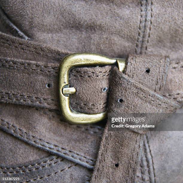 detail of a buckle on a leather boot - hatboro imagens e fotografias de stock