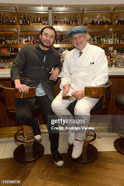 Chefs Paul Qui and Francis Mallmann attend a Dinner Hosted By Francis Mallmann And Paul Qui during 2016 Food Network & Cooking Channel South Beach...