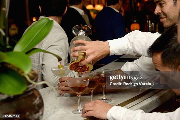 Cocktails being served at a Dinner Hosted By Francis Mallmann And Paul Qui during 2016 Food Network & Cooking Channel South Beach Wine & Food...