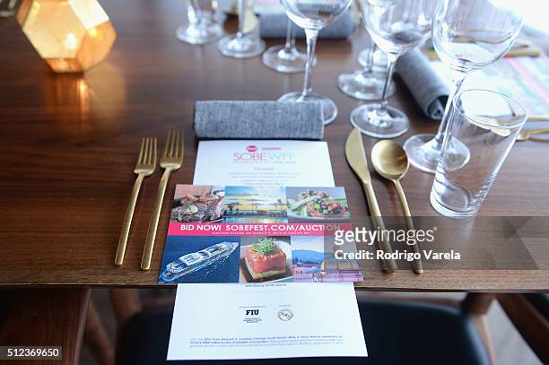 View of the table at a Dinner Hosted By Francis Mallmann And Paul Qui during 2016 Food Network & Cooking Channel South Beach Wine & Food Festival...