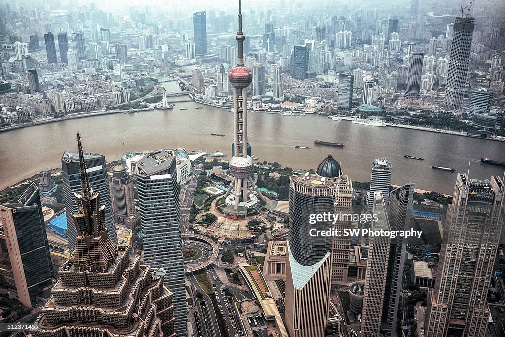 Aerial view of Shanghai Pudong