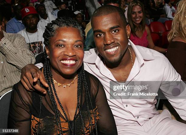 Kanye West and his mother attend the 2004 MTV Video Music Awards at the American Airlines Arena August 29, 2004 in Miami, Florida.