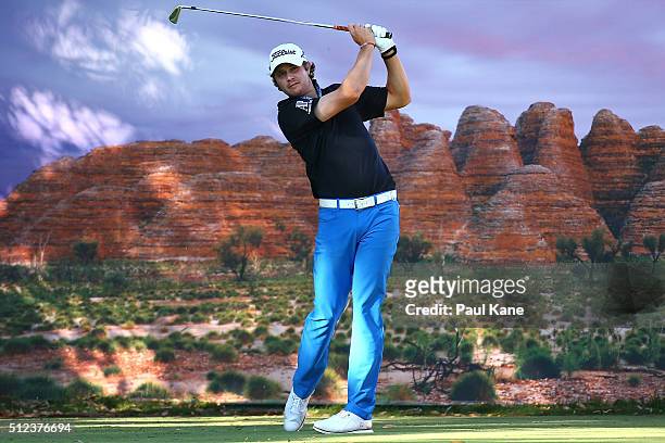 Peter Uihlein of the USA watches his tee shot on the 14th hole during day two of the 2016 Perth International at Karrinyup GC on February 26, 2016 in...