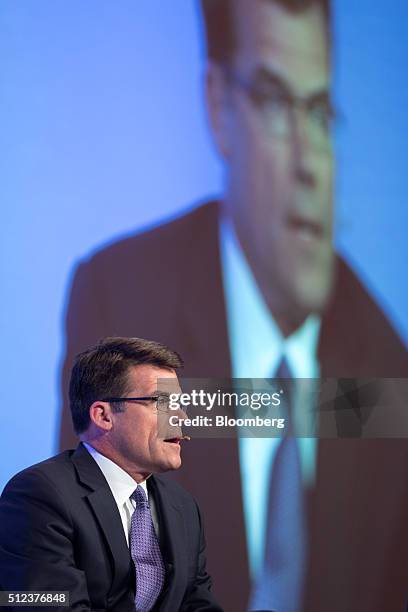 Steve Bolze, chief executive officer of GE Power Energy, speaks during the 2016 IHS CERAWeek conference in Houston, Texas, U.S., on Thursday, Feb....