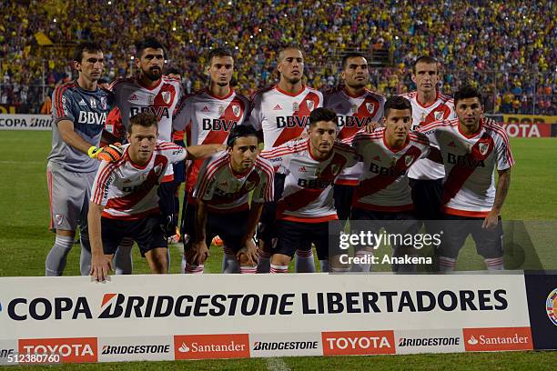 Players of River Plate pose for a team photo prior to a group stage match between Trujillanos and River Plate as part of Copa Bridgestone...