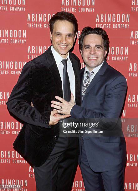 Actors Ralph Macchio and Mario Cantone attend "A Room Of My Own" opening night at June Havoc Theatre, Abingdon Theatre Company on February 25, 2016...