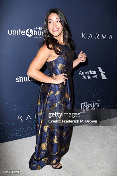 Actress Gina Rodriguez attends the 3rd annual unite4:humanity at Montage Beverly Hills on February 25, 2016 in Beverly Hills, California.