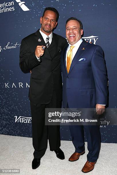 Former NFL player Andre Reed and David Meltzer, CEO of Sports 1 Marketing attend the 3rd annual unite4:humanity at Montage Beverly Hills on February...