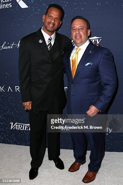 Former NFL player Andre Reed and David Meltzer, CEO of Sports 1 Marketing attend the 3rd annual unite4:humanity at Montage Beverly Hills on February...