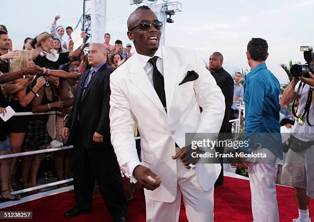 Sean Combs arrives at the 2004 MTV Video Music Awards at the American Airlines Arena August 29, 2004 in Miami, Florida.