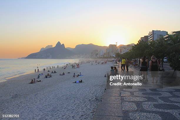 arpoador and ipanema - ipanema promenade stock pictures, royalty-free photos & images