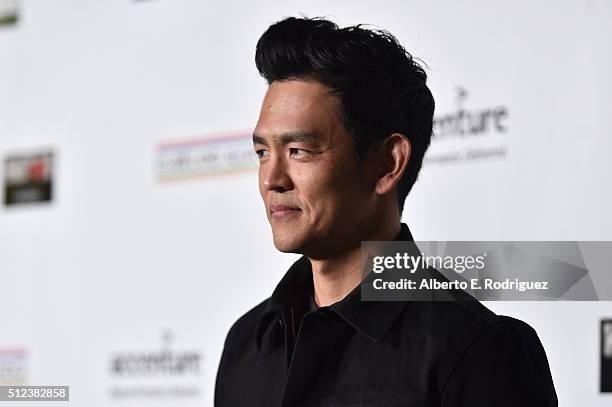 Actor John Cho attends the Oscar Wilde Awards at Bad Robot on February 25, 2016 in Santa Monica, California.
