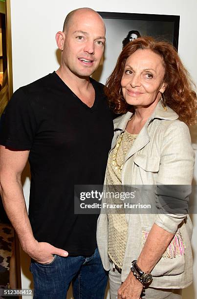 Alexander von Furstenberg and fashion designer Diane von Furstenberg attend a shopping event at Diane von Furstenberg at The Grove to support the...