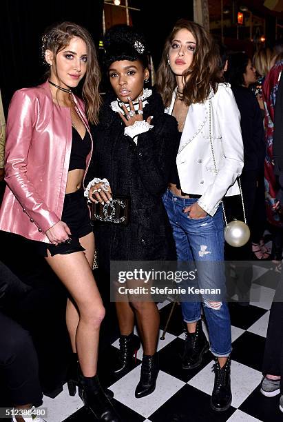 Sama Abu Khadra, Janelle Monae and Haya Abu Khadra attend the I Love Coco Backstage Beauty Lounge at Chateau Marmont's Bar Marmont on February 25,...