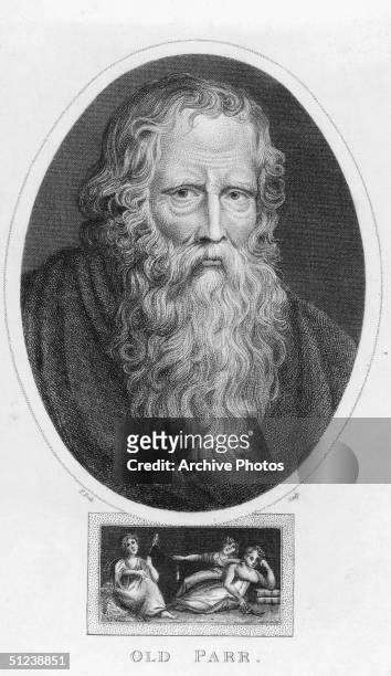 Circa 1620, Thomas Parr, called 'Old Parr' , an English centenarian, celebrated by the poet John Taylor, said to have gone into domestic service in...