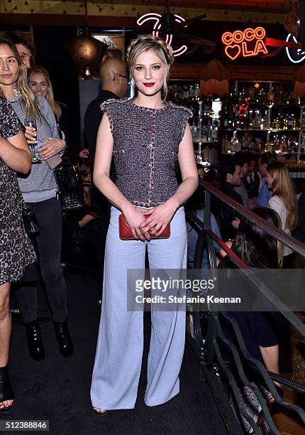 Actress Zoe Levin attends the I Love Coco Backstage Beauty Lounge at Chateau Marmont's Bar Marmont on February 25, 2016 in Hollywood, California.