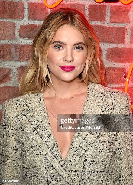 Actress Ashley Benson attends the I Love Coco Backstage Beauty Lounge at Chateau Marmont's Bar Marmont on February 25, 2016 in Hollywood, California.