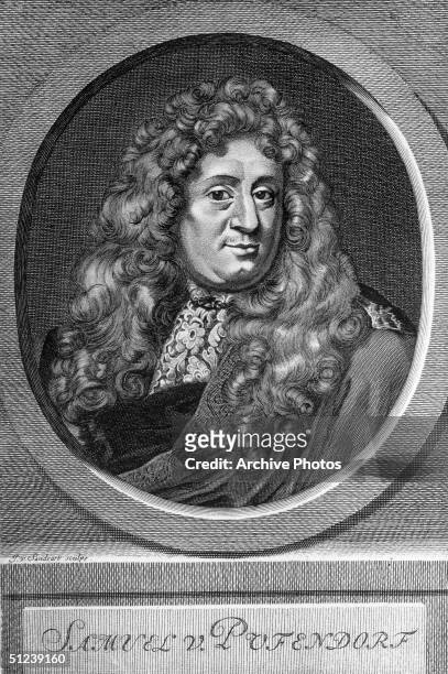 Circa 1675, Baron Samuel von Pufendorf . German jurist, historian. Professor of natural law, Heidelberg 1661-68, at Lund, Sweden 1670-77, historian...
