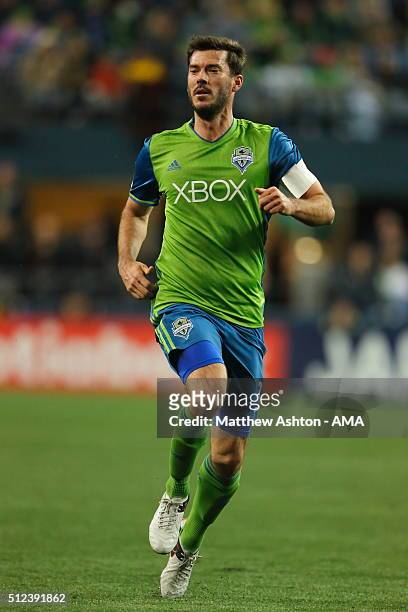 Brad Evans of the Seattle Sounders during the CONCACAF Champions League match between Seattle Sounders and Club America at CenturyLink Field on...