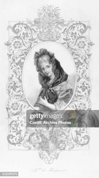 Circa 1660, Anne Marie Louise d'Orleans, Duchesse de Montpensier . Niece of Louis XIII, supported the King, the 'Grande Conde,' and her father in the...