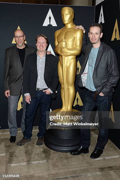 Producer Roy Conli, and directors Don Hall and Chris Williams attend the 88th annual Academy Awards Oscar Week celebrates Animated Features at the...