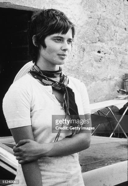 August 1971, Italian-born actor and model Isabella Rossellini at age 19, in Rome on the set of her father, director Roberto Rossellini's film,...