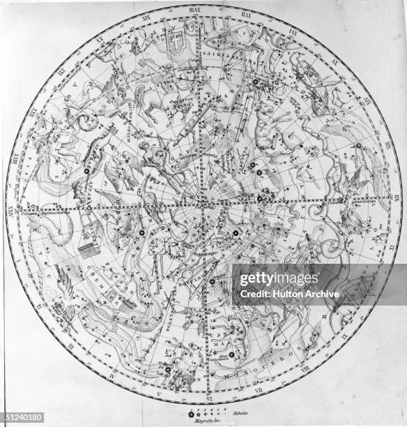 Circa 1700, A map of the constellations in the Southern Hemisphere.