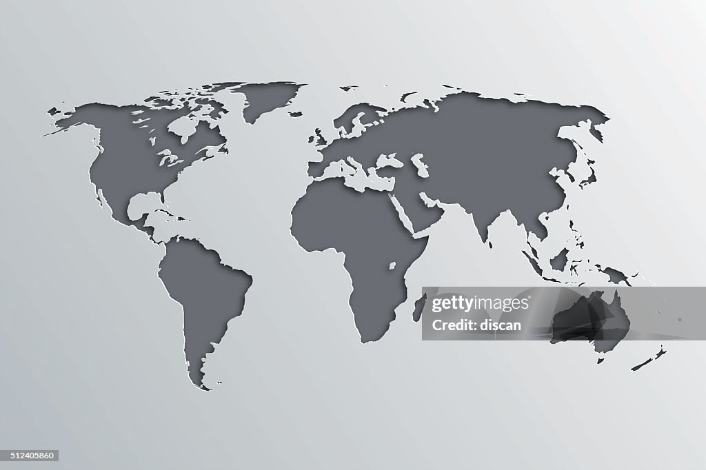 World map with paper cut effect