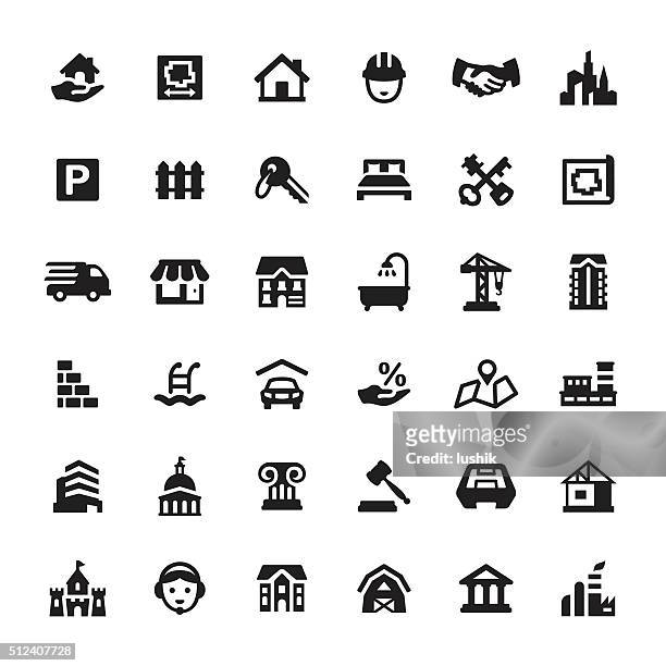 real estate and property vector icons - capitol hill icon stock illustrations