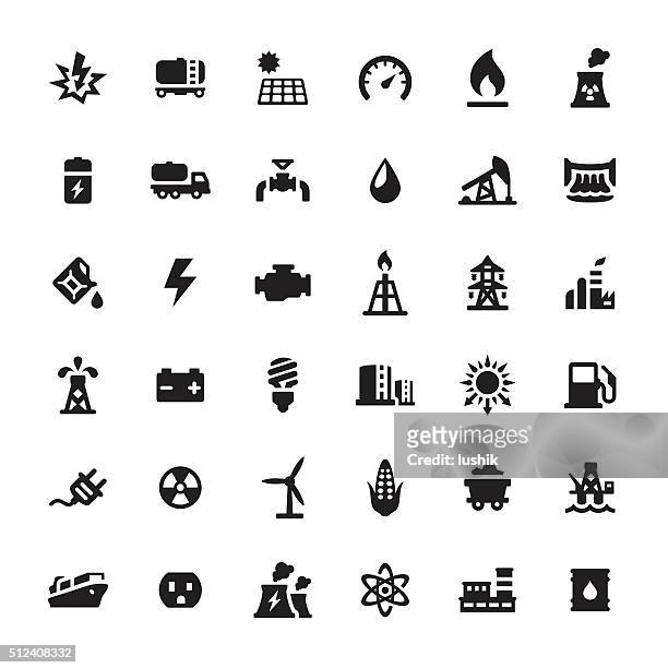 industrial building and power generation vector icons - 水力發電 幅插畫檔、美工圖案、卡通及圖標