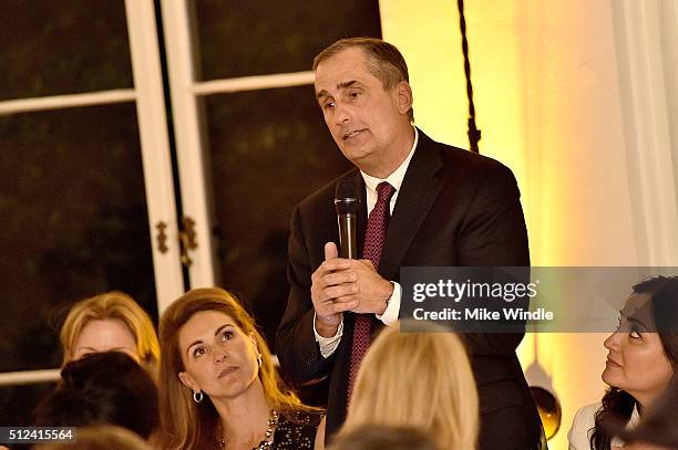 Of Intel Brian Krzanich attends The Dinner For Equality co-hosted by Patricia Arquette and Marc Benioff on February 25, 2016 in Beverly Hills,...